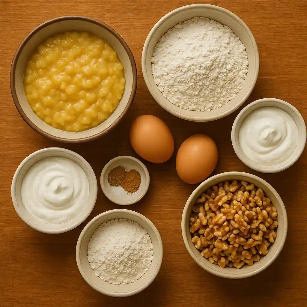 ingredients for gluten free banana nut bread muffins