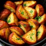 Crispy red potatoes in an air fryer, golden and tender