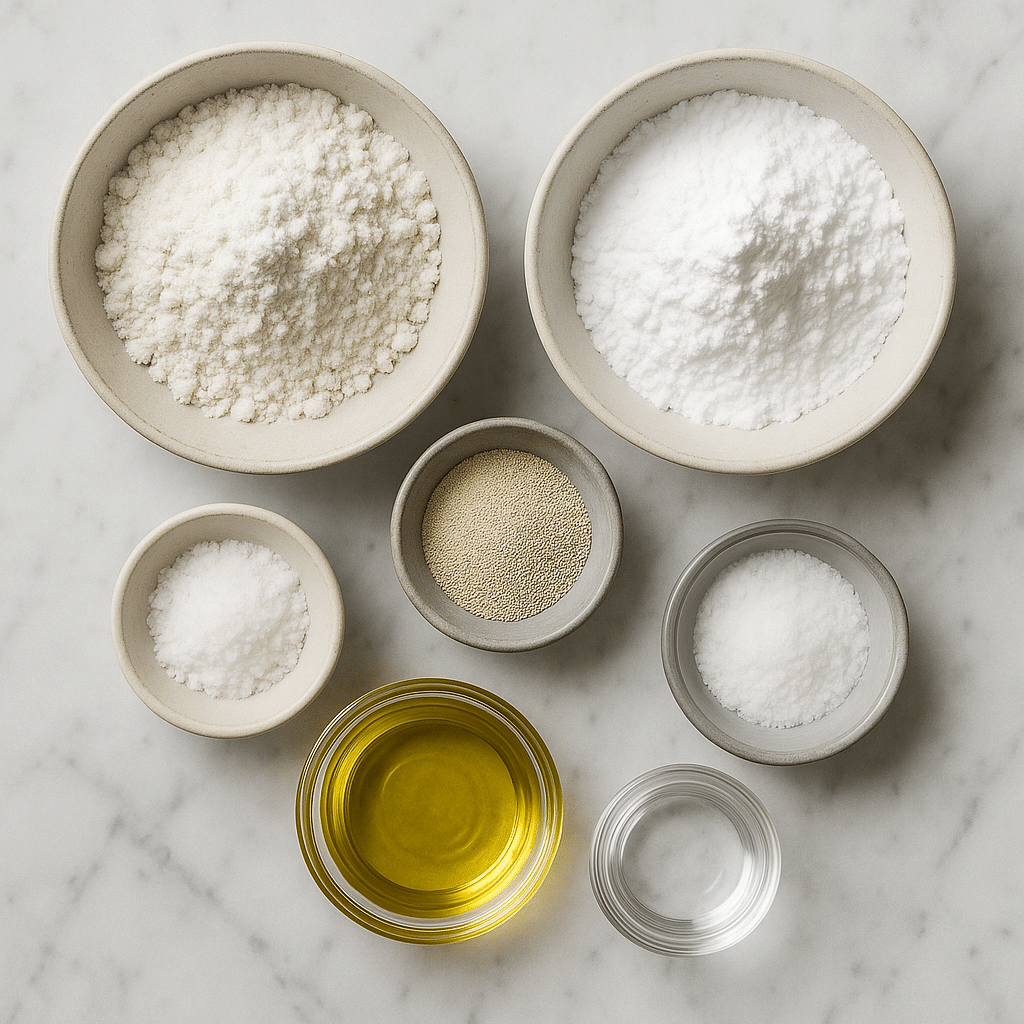 Gluten free bread ingredients flat lay