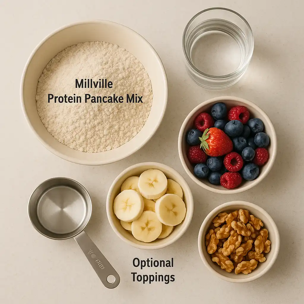 Ingredients for Millville Protein Pancake Mix recipe