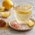 pink salt trick morning drink in a cozy kitchen