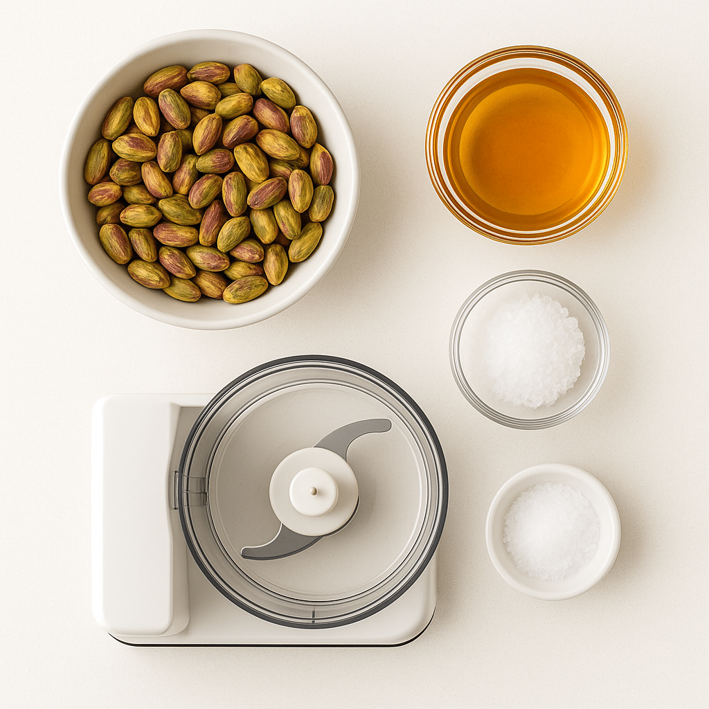 ingredients for making pistachio butter