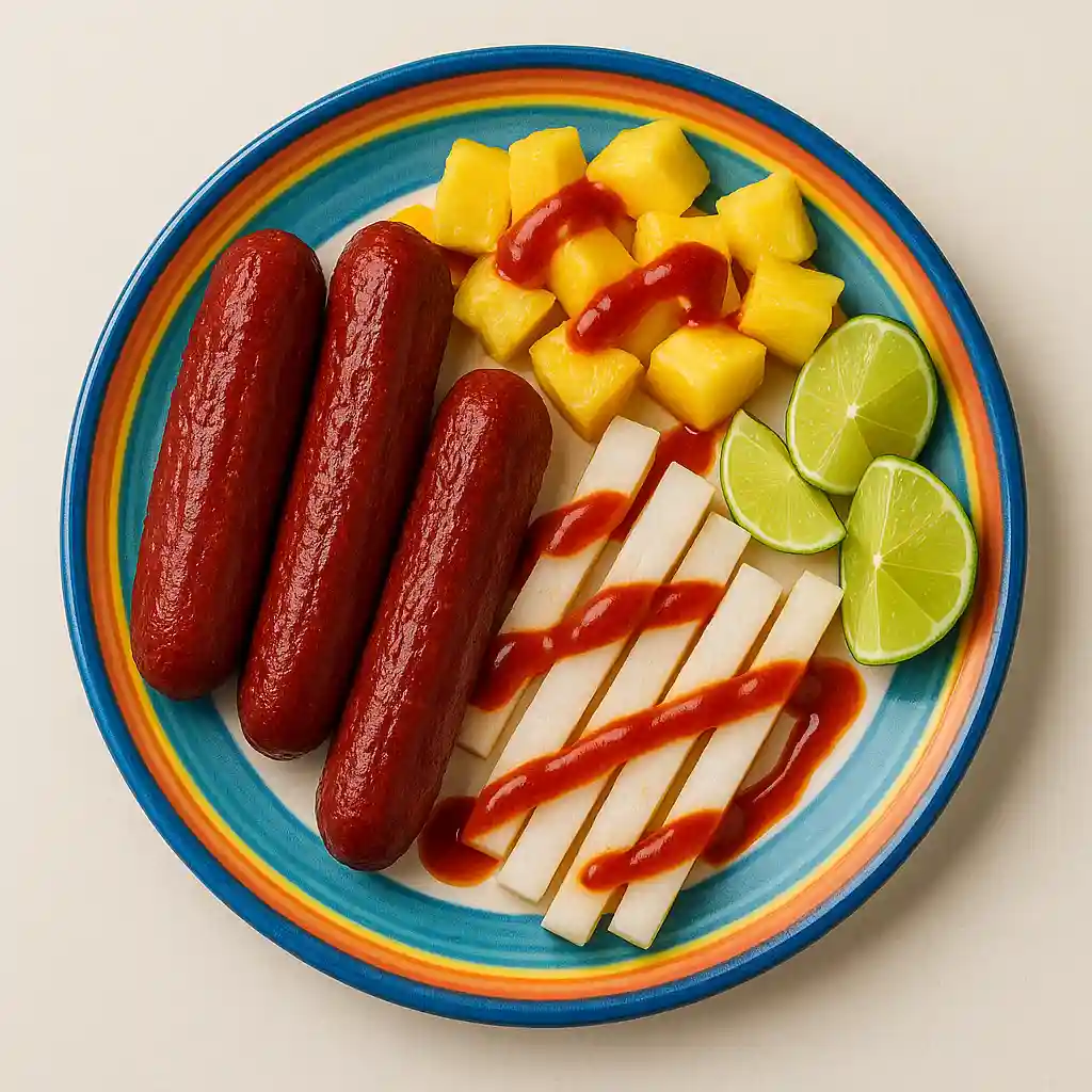 serving pickle with chamoy snack