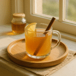 served zepbound drink with lemon garnish on tray