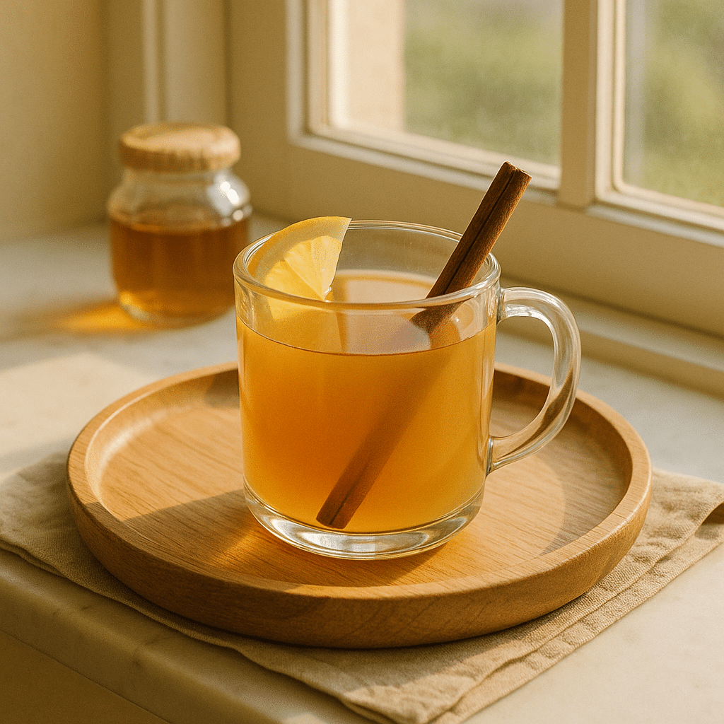 served zepbound drink with lemon garnish on tray