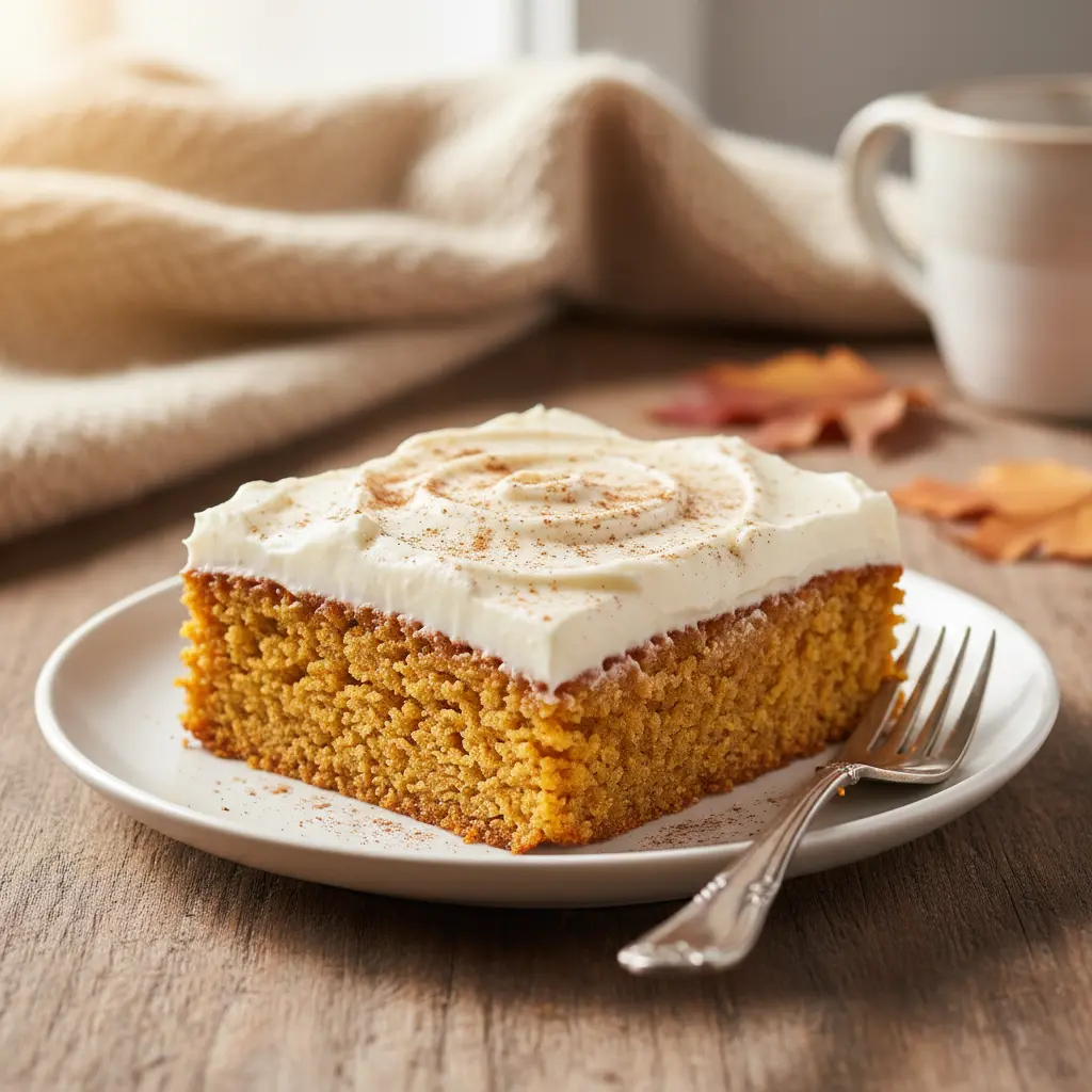 Perfect Slice of Pumpkin Bar with Cream Cheese Frosting