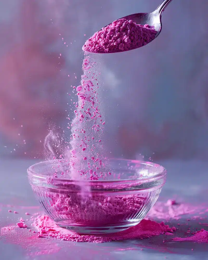 3 ingredient jello diet recipe adding sugar free drink mix powder to dissolved gelatin showing color transformation