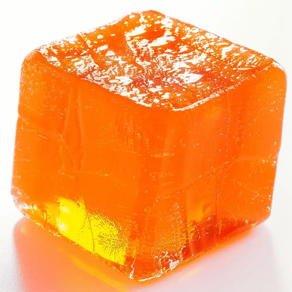 3 ingredient jello weight loss recipe single cube showing perfect gel texture and translucent appearance