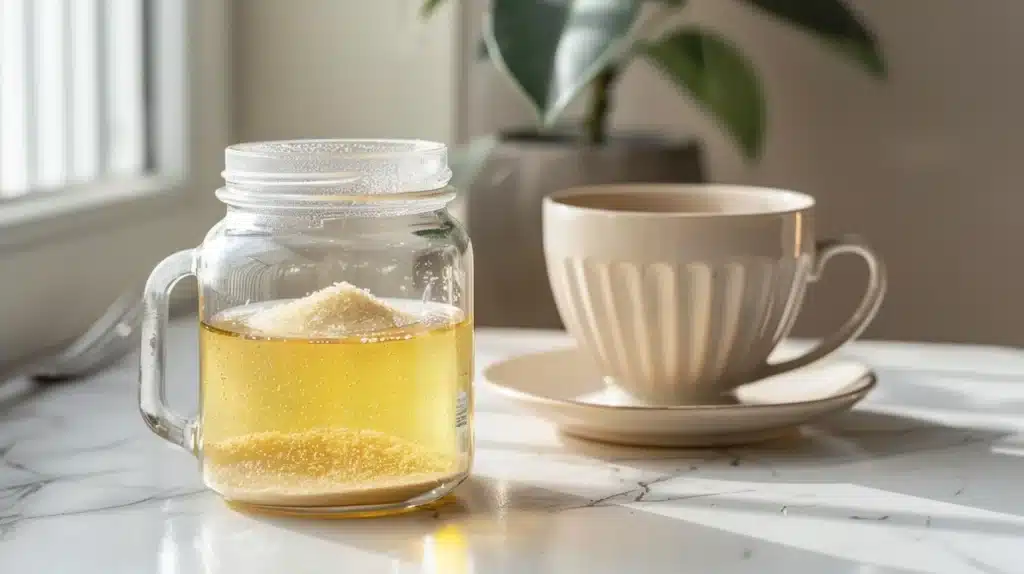 dr mark hyman gelatin recipe three ingredients on counter