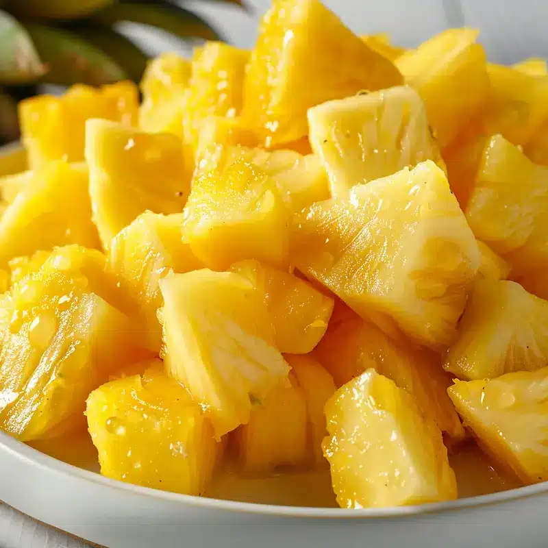 Fresh ripe pineapple chunks for Costa Rican tea showing natural bromelain enzyme and sweetness