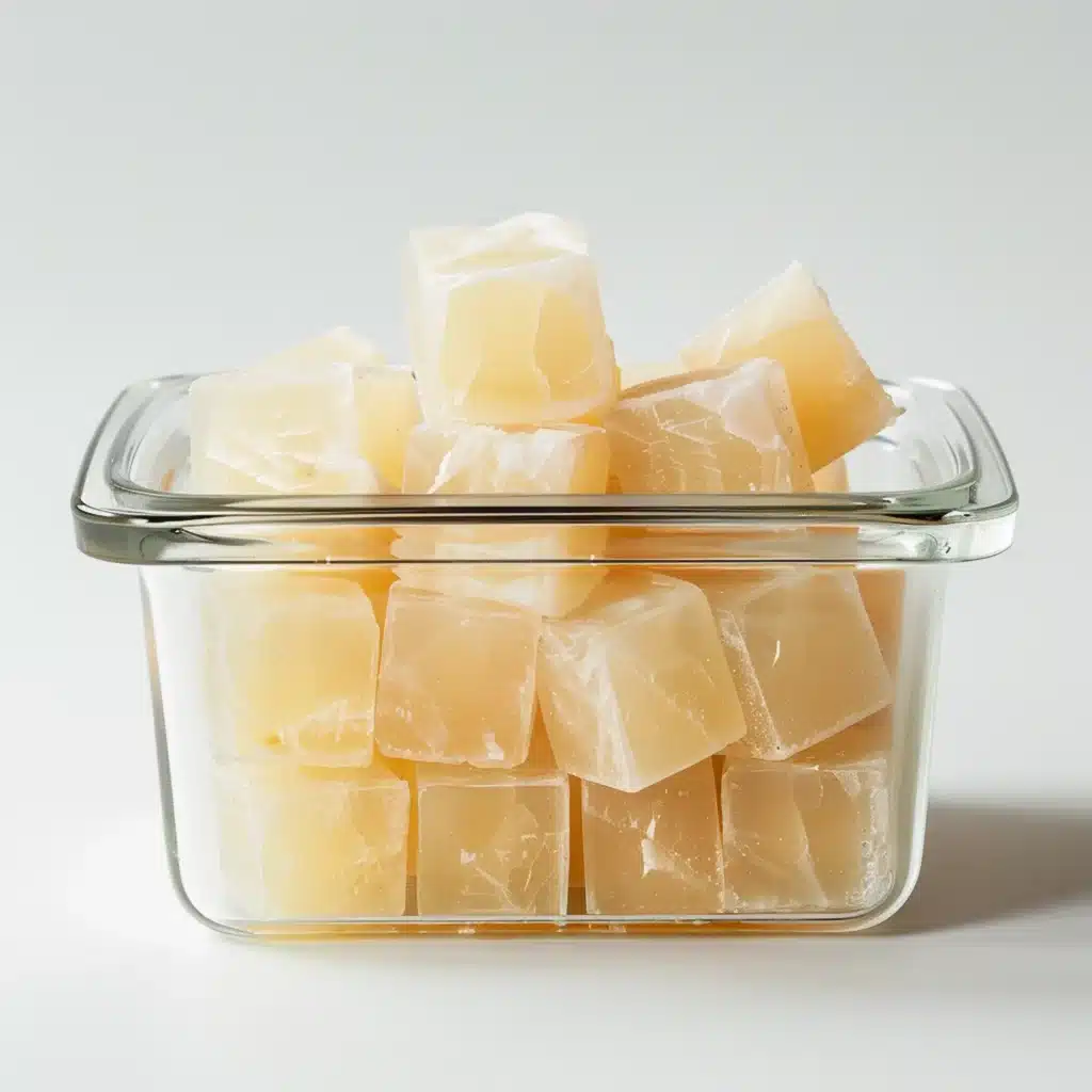 Gelatin cubes for Dr Jennifer Ashton gelatin trick stored in meal prep container for weekly appetite control routine