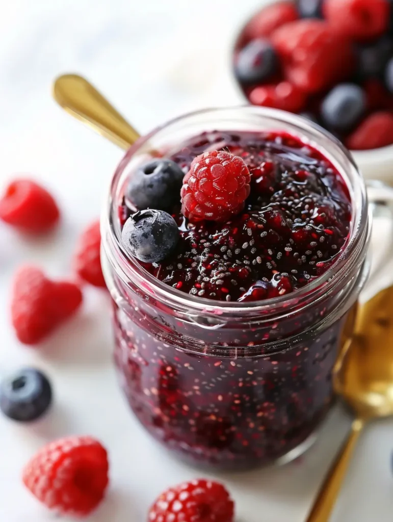 three-ingredient-chia-jello-recipe-glass-jar-fresh-berries