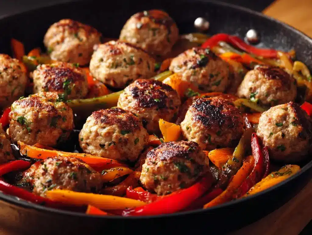 90-30-50-meal-plan-one-pan-dinner-turkey-vegetables 90 30 50 high protein one pan dinner lean ground turkey with bell peppers and carrots