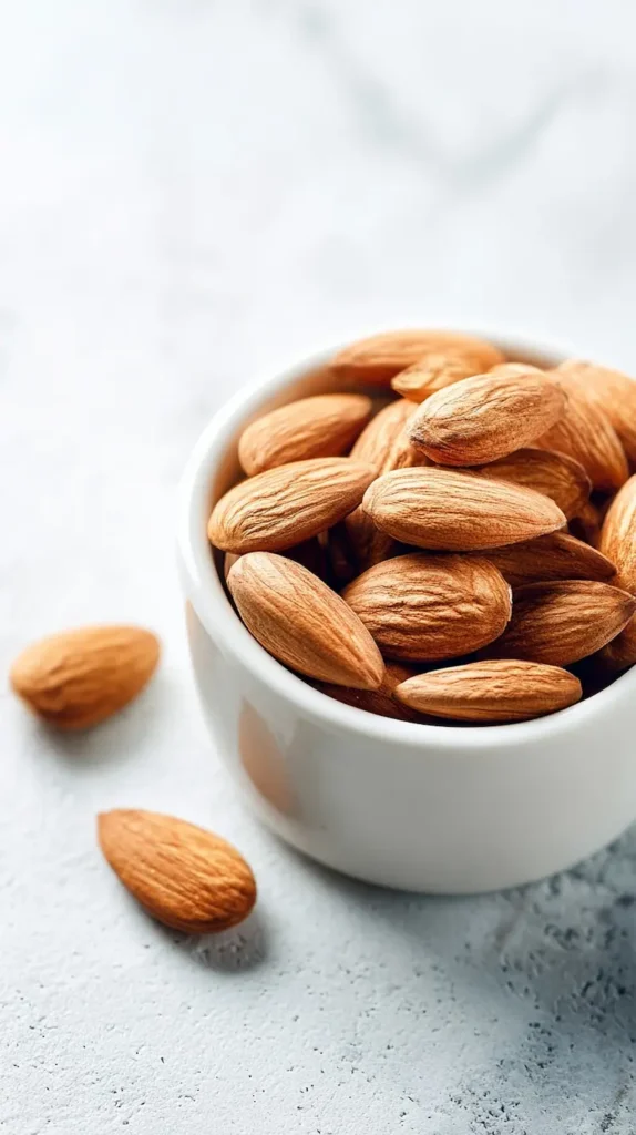 foods to lower blood sugar almonds portion in small bowl