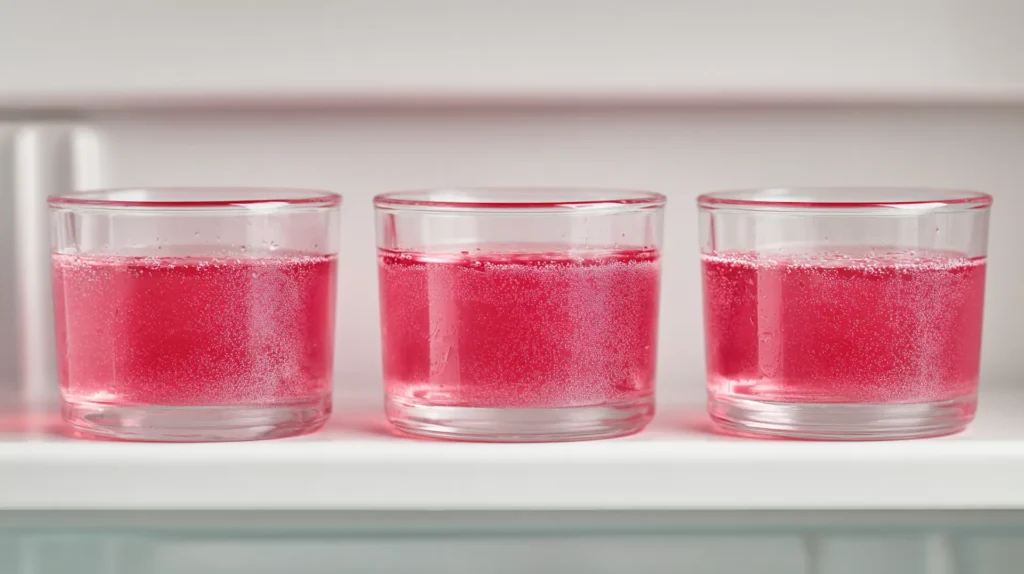 Bariatric gelatin recipe for weight loss in small glass portion cups ready for refrigeration