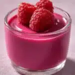 fluffy jello recipe protein with Greek yogurt topped with fresh raspberries in a glass cup