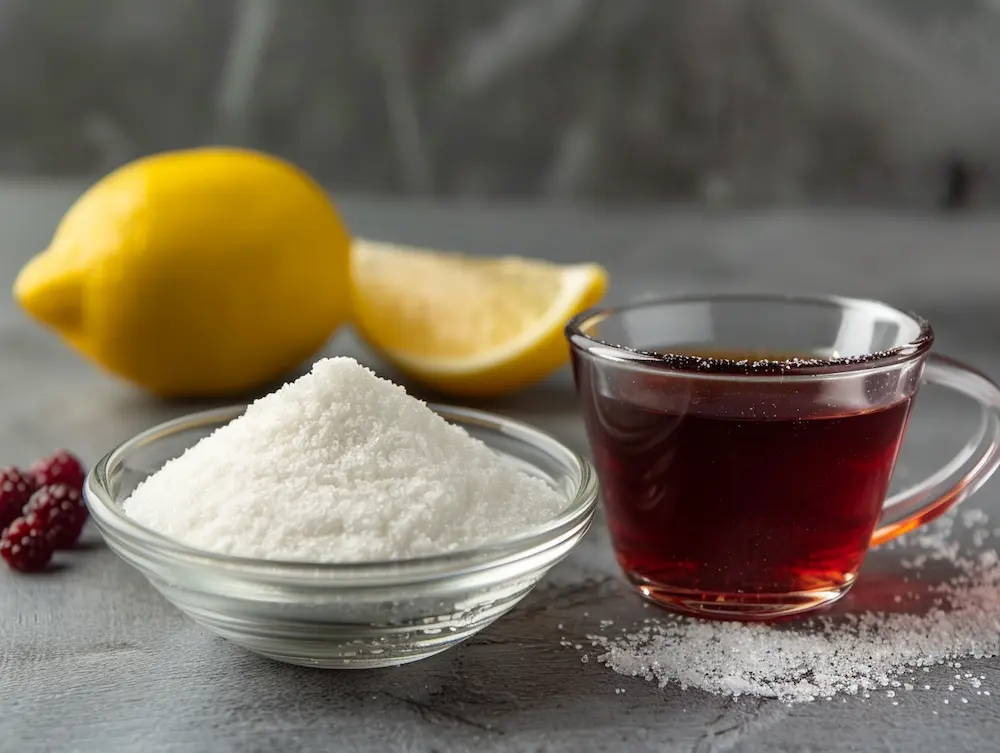 gelatin weight loss trick three ingredients showing grass fed gelatin powder berry tea and lemon for rebel wilson recipe