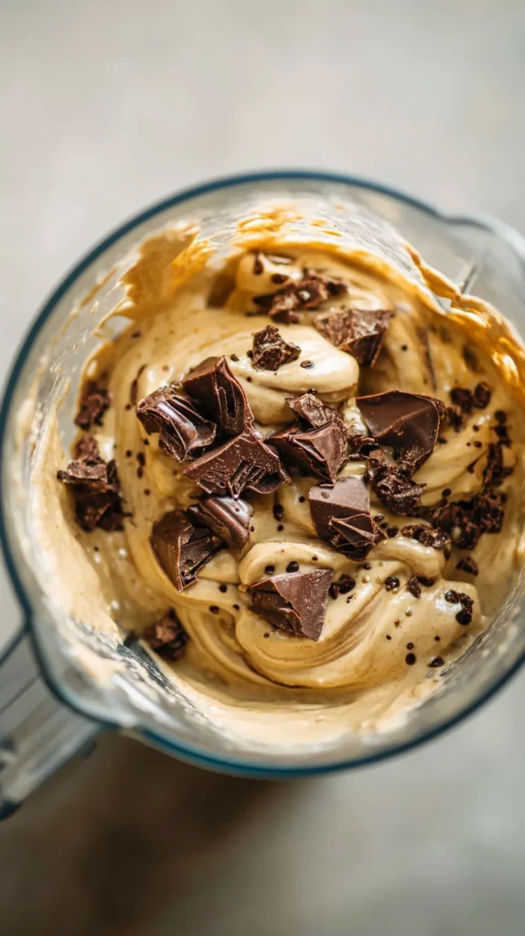 pookies-recipe-blender-batter-chocolate-swirl pookies recipe blender batter with chocolate chip swirls close-up