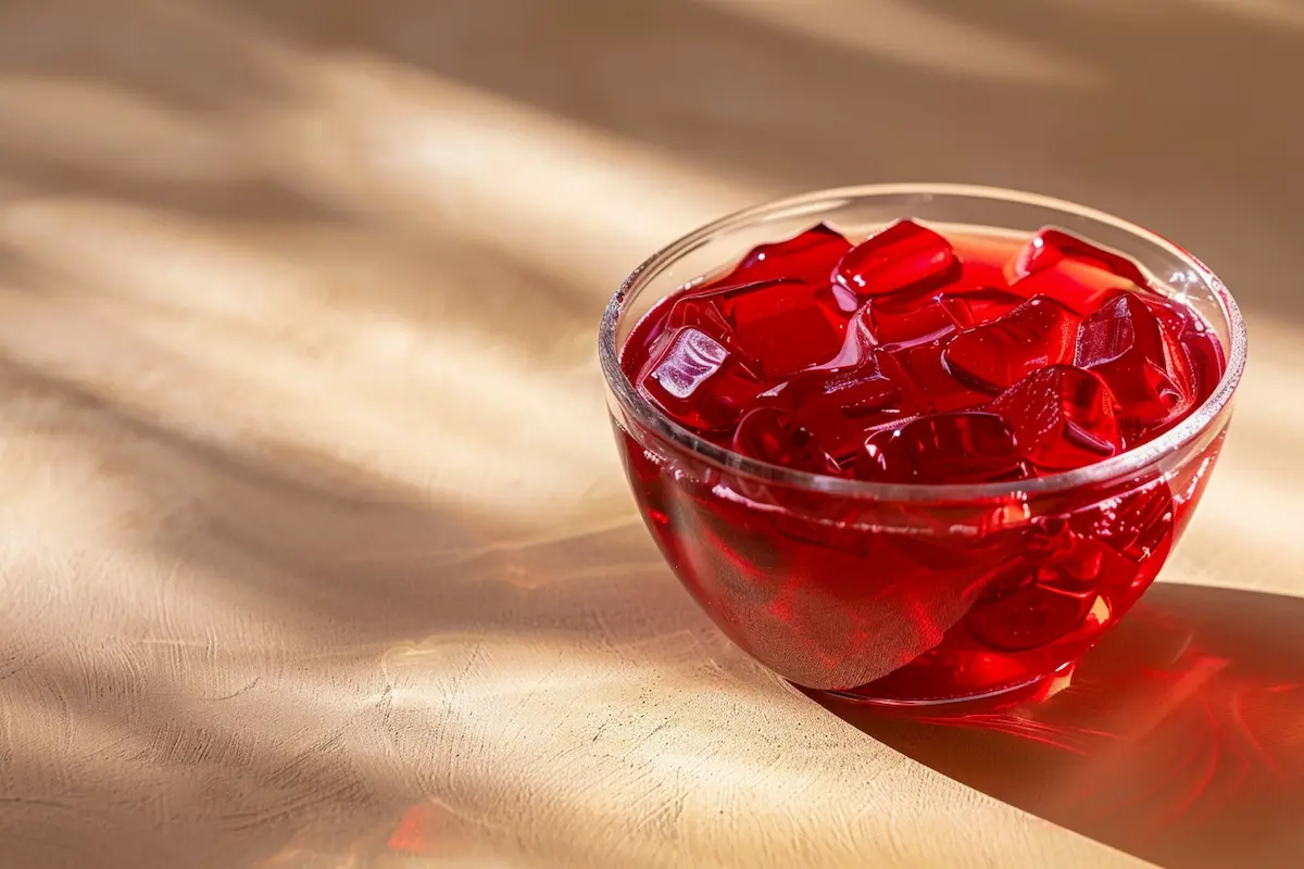 rebel wilson gelatin recipe firm bouncy texture in clear glass showing high protein low carb weight loss snack