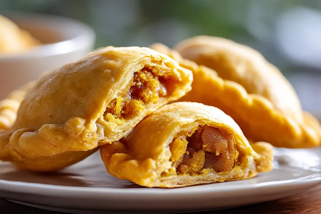 Soft golden bakshalu recipe flatbreads with chana dal jaggery filling on a white plate