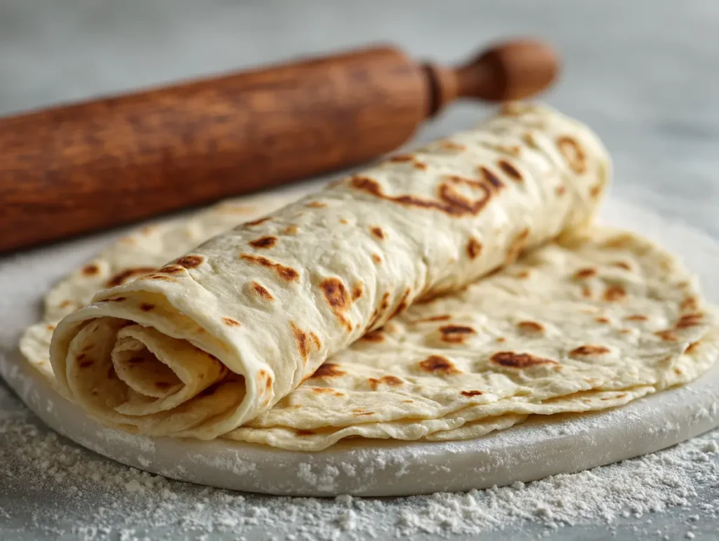 Thin rolled bakshalu showing even chana dal jaggery filling