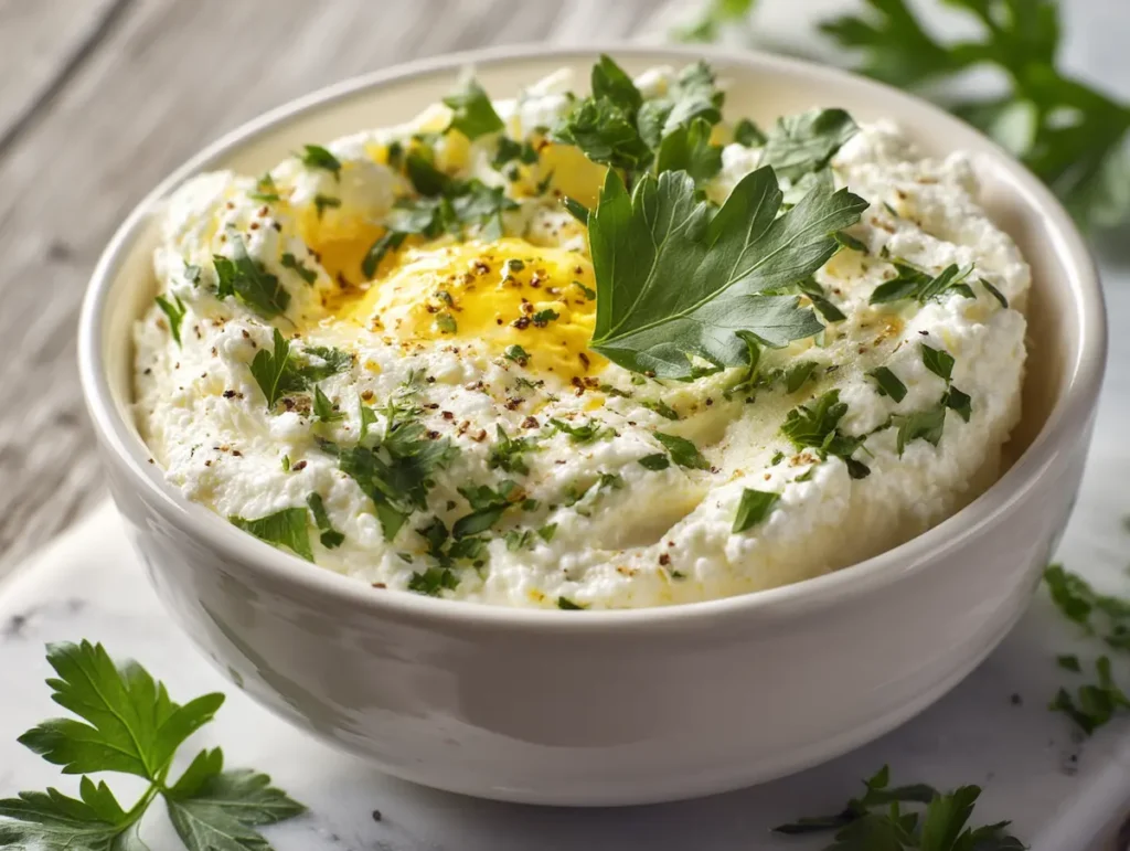 Ricotta cheese mixture with egg and parsley for best lasagna recipe