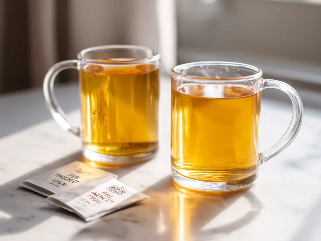 gelatin-trick-before-bed-one-vs-two-packets One packet vs two packets gelatin trick before bed side by side on white marble