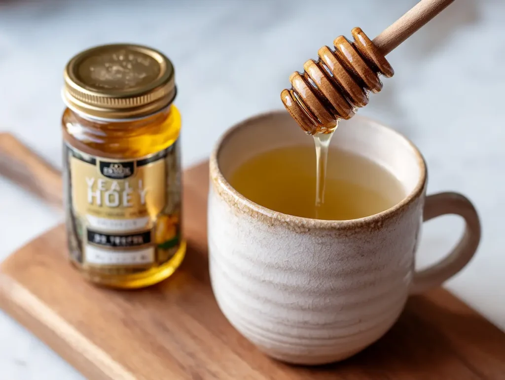 gelatin-trick-before-bed-step2-flavor Vanilla extract being added to warm gelatin drink for gelatin trick before bed step 2