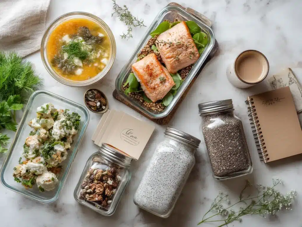 Weekly meal prep containers for GLP-1 off-ramp diet recipes plan