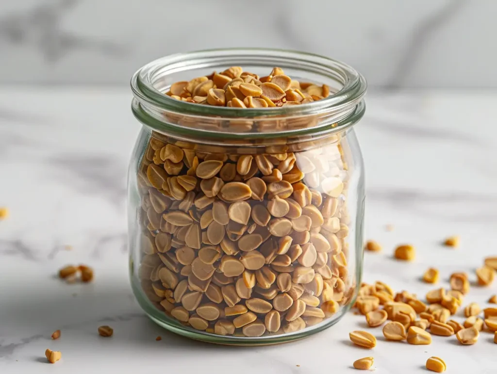 soaked-fenugreek-seeds-overnight soaked fenugreek seeds overnight in a glass jar for fenugreek water recipe