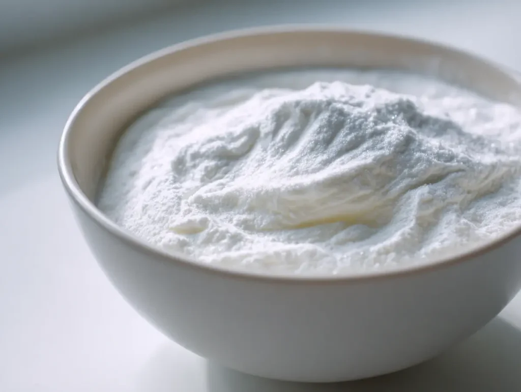 what is the gelatin trick gelatide is based on bloom step showing unflavored gelatin thickening in cold water in white bowl