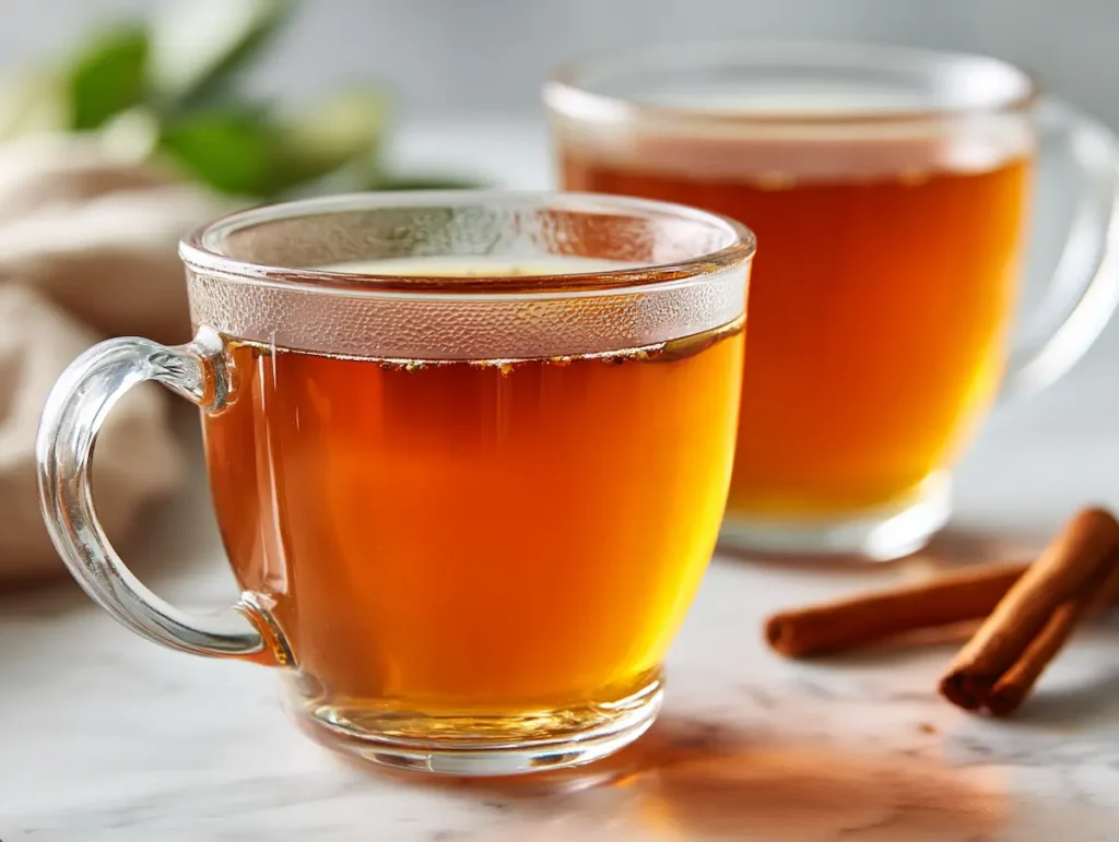 bay-leaf-clove-cinnamon-morning Two mugs of bay leaf clove cinnamon tea for daily morning routine