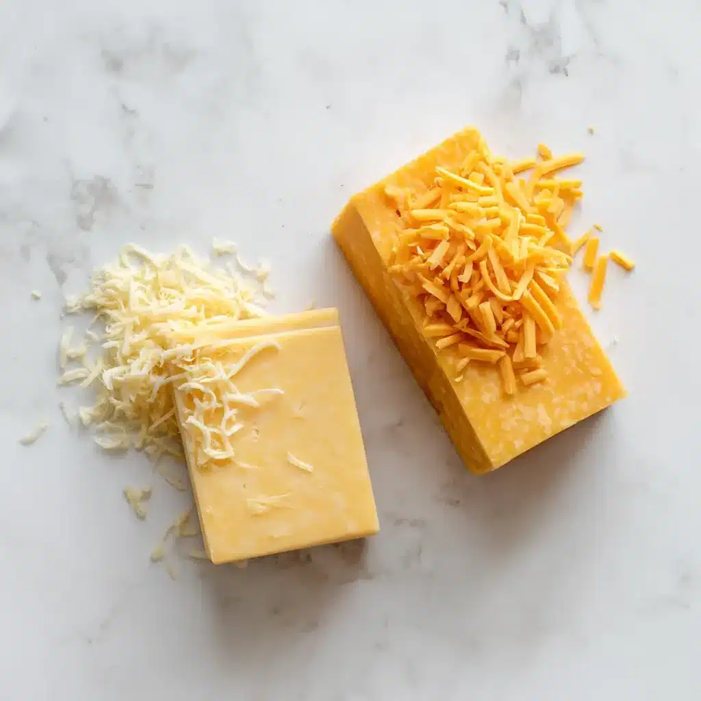 Best cheese for quesadillas recipe: Monterey Jack and sharp cheddar freshly shredded