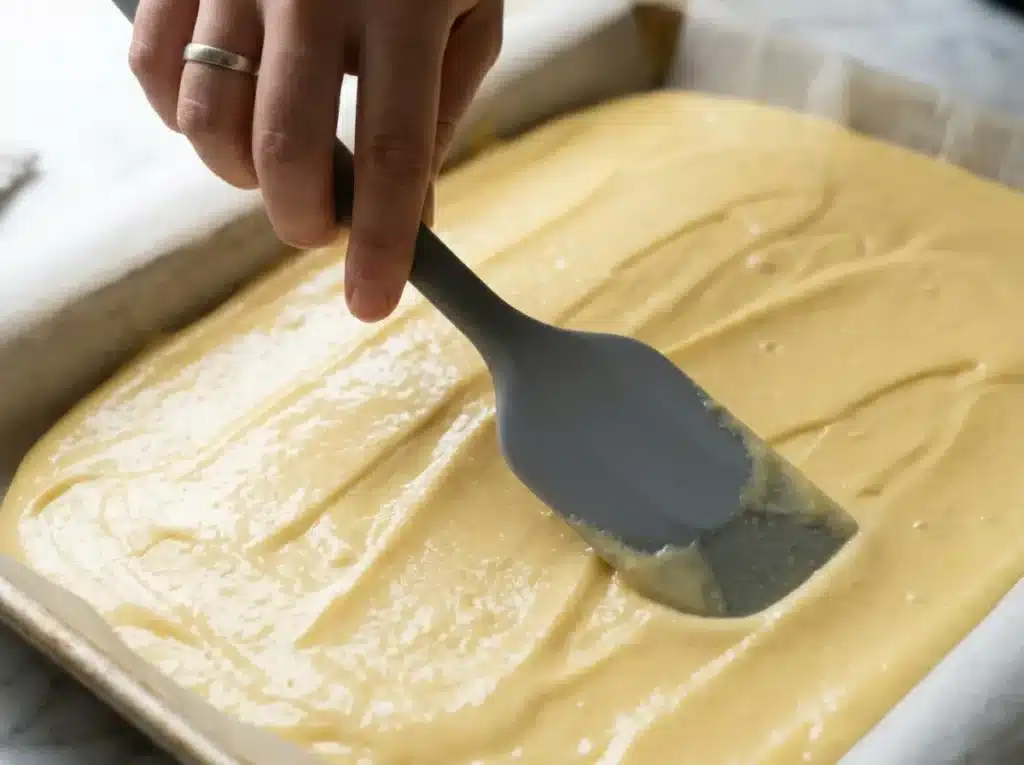 Spreading cottage cheese flatbread batter into a rectangle