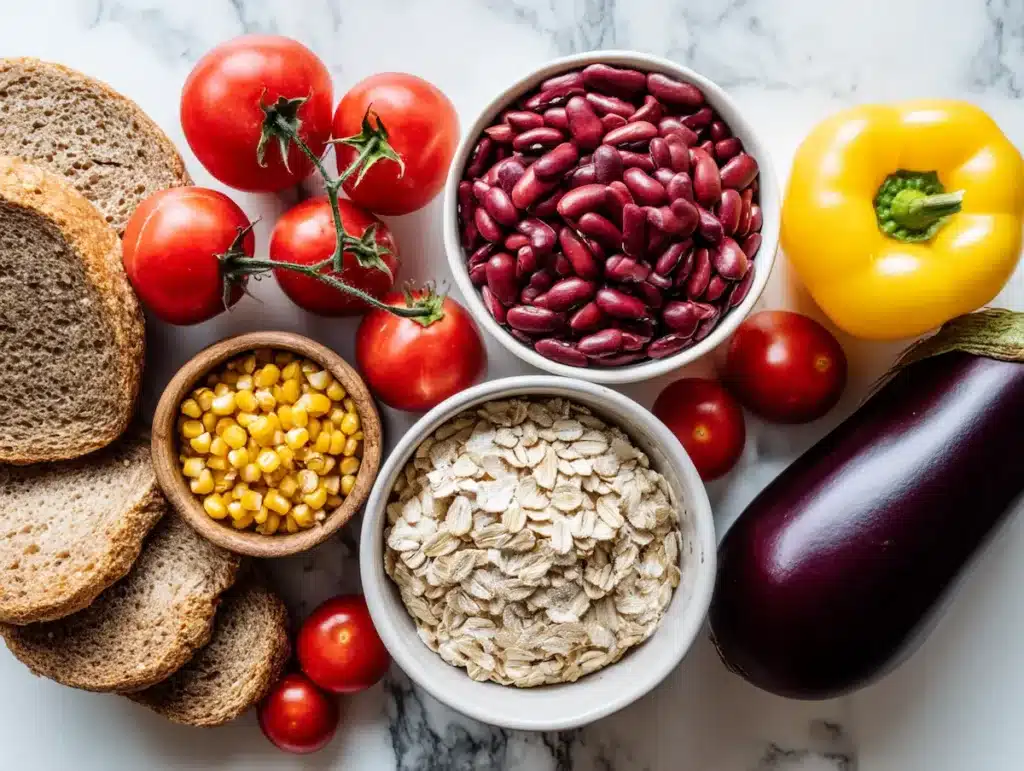 No list foods on Dr Gundry lectin free diet including beans tomatoes and grains High lectin foods avoided on Dr Gundry lectin free diet including tomatoes beans corn and grains on white marble