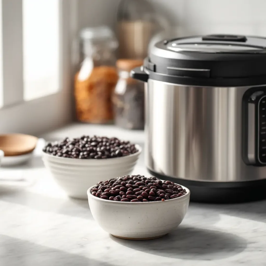 Pressure cooking beans to reduce lectins on Dr Gundry lectin free diet Pressure cooker with cooked black beans for Dr Gundry lectin free diet lectin reduction method