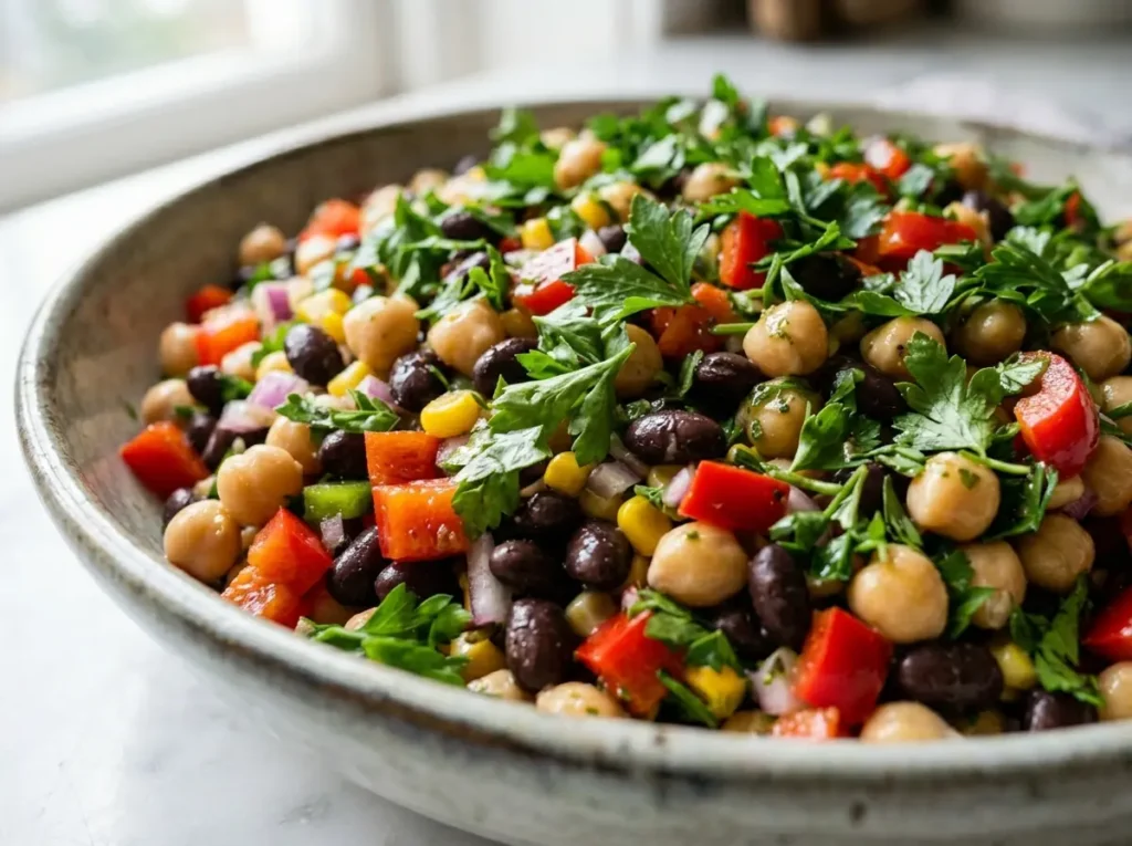 Ultimate dense bean salad for weight loss in a bowl
