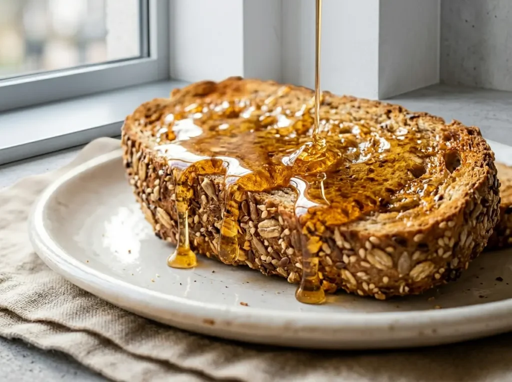 neuro honey blend drizzled on toasted bread for daily routine