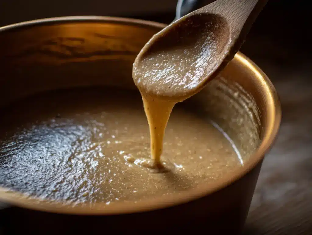 Finished bowl of sourdough discard gut healing soup with kale and lemon