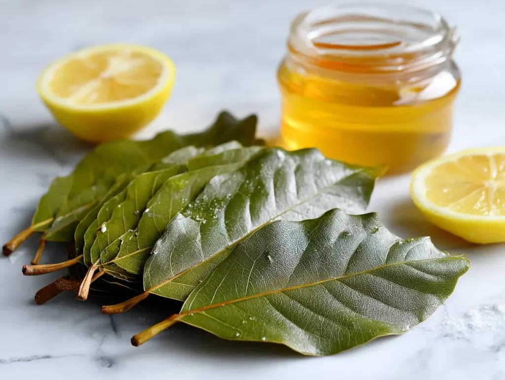 soursop-leaf-tea-leaves Dried soursop leaves on white marble for soursop leaf tea recipe