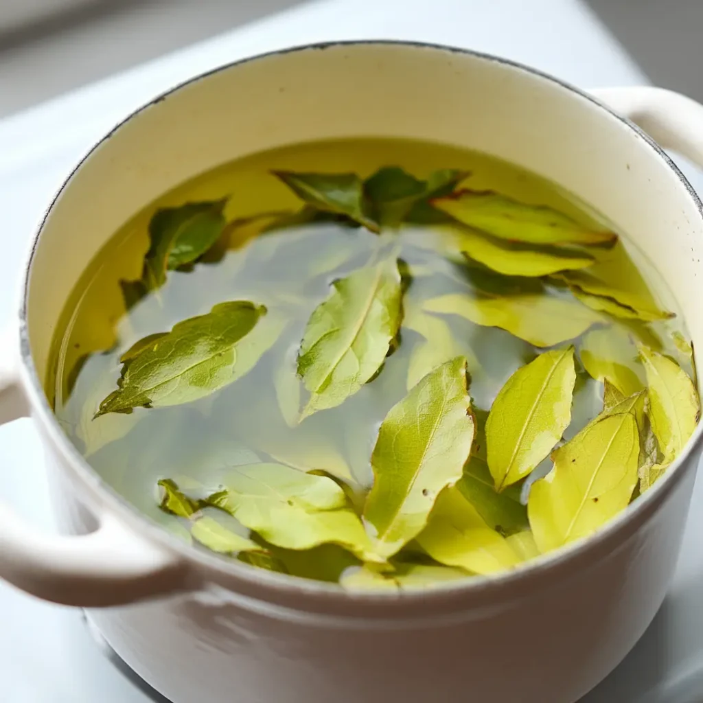 soursop-leaf-tea-simmering Soursop leaf tea simmering in saucepan with golden green color