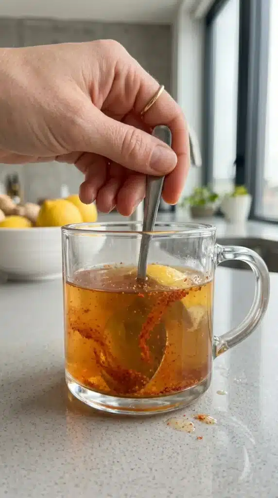 Cayenne Pepper Trick - Mixing cayenne pepper trick mixing recipe in mug