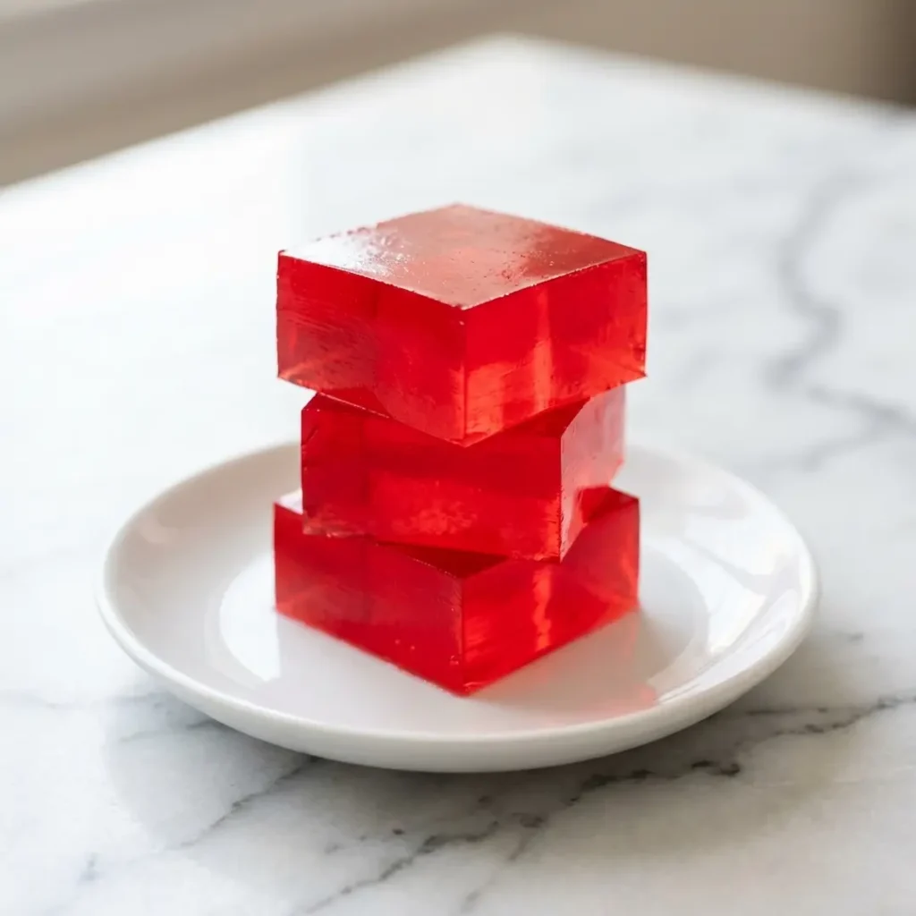 Stacked cubes of Dr Mindy Pelz jello snack.