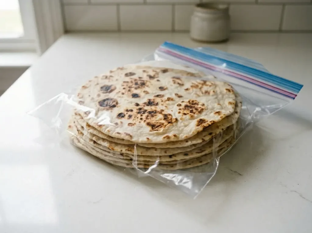 Stack of pre-toasted tortillas ready for meal prep