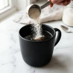 Pouring collagen into coffee for the Jillian Michaels collagen hack.