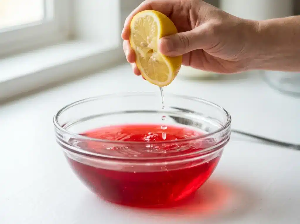 Adding lemon juice to the fasting jello snack.