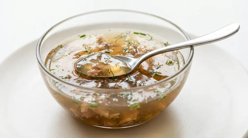 Horse jelly in a modern glass bowl with a clean minimalist presentation.