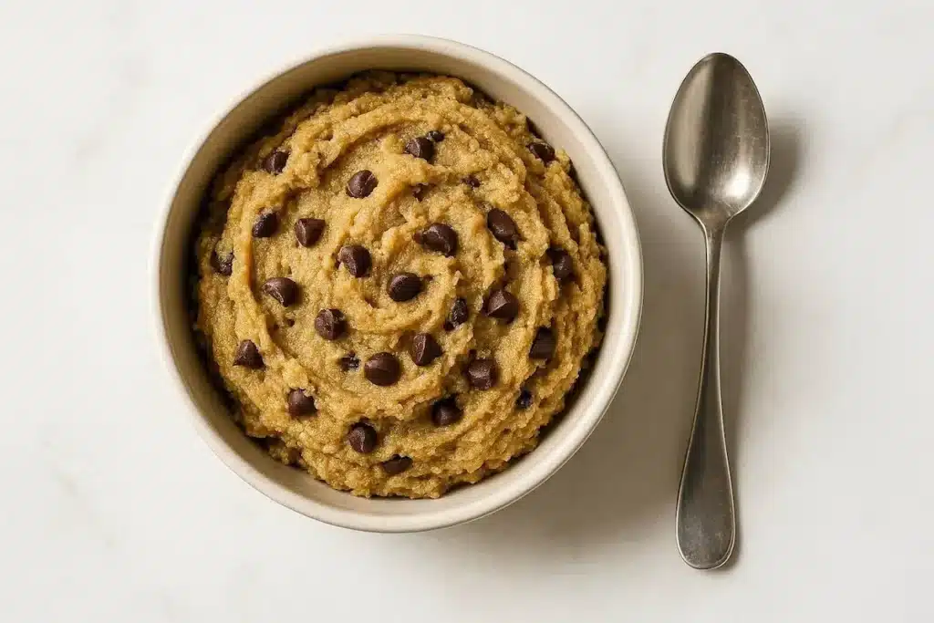 Edible Cookie Dough Final Bowl Final bowl of edible cookie dough safe without eggs and ready to serve