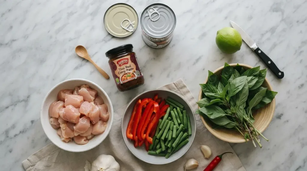 Red Thai Curry Recipe (Easy, 30-Minute Chicken Curry) 2 ingredients for red thai curry recipe including coconut milk and curry paste