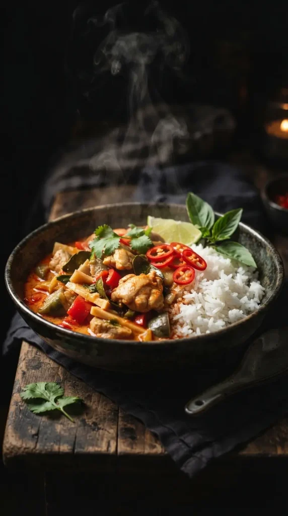 Red Thai Curry Recipe (Easy, 30-Minute Chicken Curry) 6 red thai curry recipe served over rice with cilantro and chili